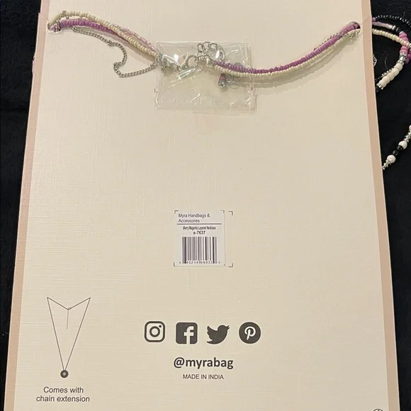 Myra Bag Pink and Black Beaded Necklace - Picture 3 of 4